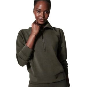 Spanx AirEssentials Half Zip Sweatshirt Dark Palm 3X Oversized NWT